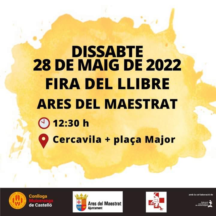 Dissabte que ve tocarem el cel de l’Alt Maestrat des d'Ares, en una actuació i cercavila amb motiu de la @FiraLlibreAres.
Vos esperem!
#SomLaConlloga💛
#ambvosaltrestot 💪
