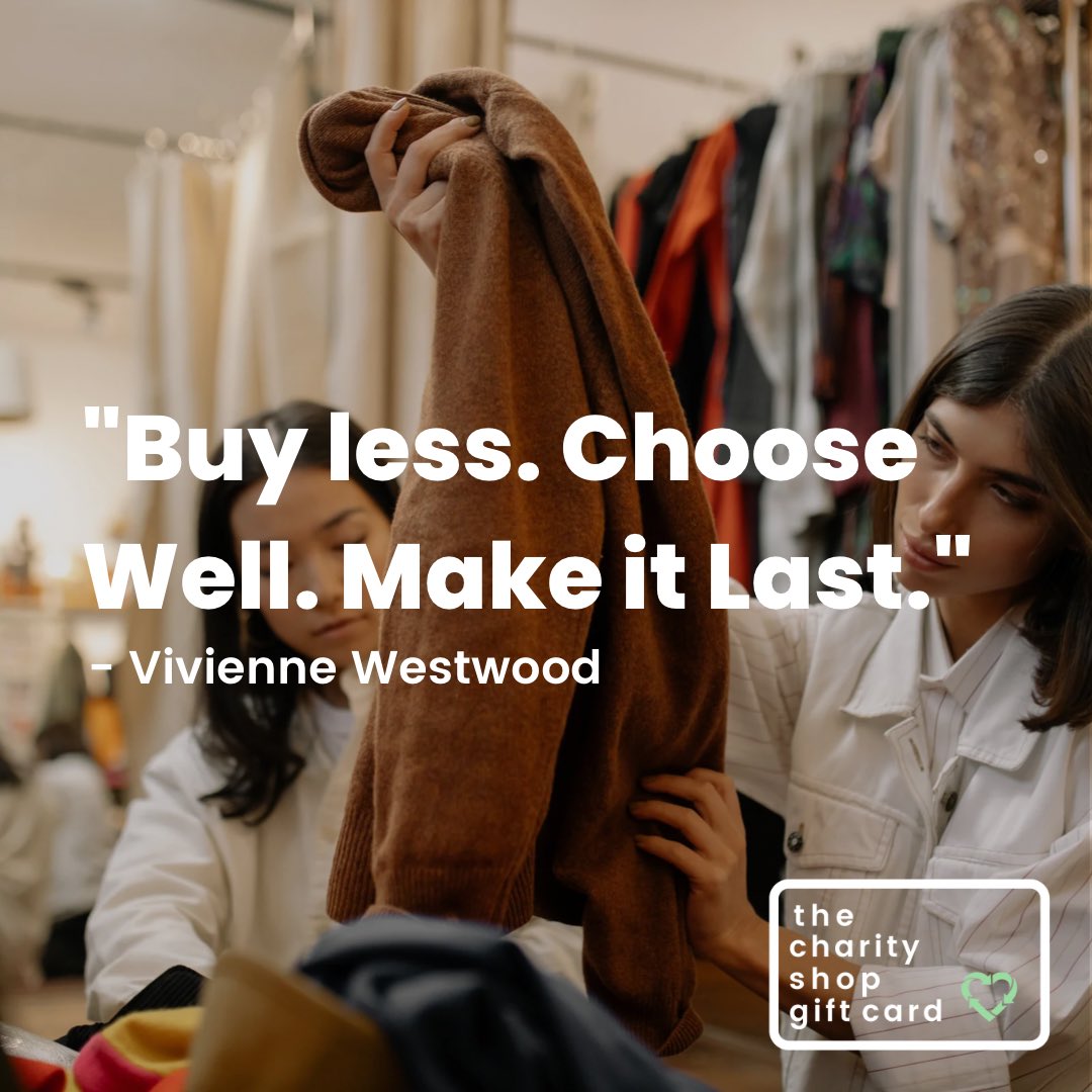 Words to live by <a href="/FollowWestwood/">Vivienne Westwood</a> 🙌💚
 
Charity shops have so much choice, providing us with clothes that have lasted and been passed on through time. They really are the perfect place for the sustainable shopper.

#agiftcardforgood ♻