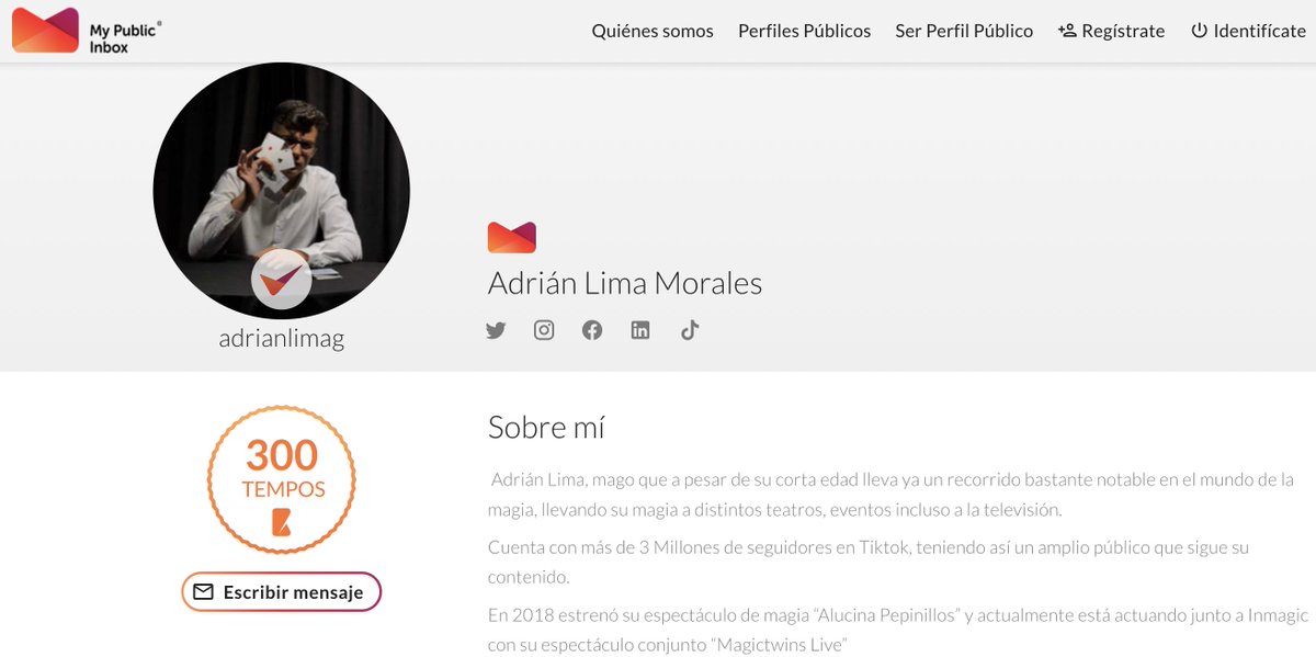 mypublicinbox's tweet photo. Damos la bienvenida a la plataforma al fantástico mago @adrianlimag, quien a pesar de su corta cuenta con una carrera consolidada en el mundo de la magia 🪄. En la actualidad actúa junto a #inmagic con el espectáculo “Magictwins Live”. ¡Bienvenido crack!
https://t.co/2LKGUwsXHO https://t.co/IEVmovbkA8