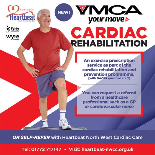 HealthierWyre's tweet photo. We’re working with Fylde Coast YMCA and the charity Heartbeat to bring cardiac rehabilitation sessions to Wyre. Sessions will take place at Thornton YMCA on Tuesdays 12.15pm - 1.15pm. For more information, visit https://t.co/DcE65nqPup https://t.co/ytpzWJF01K