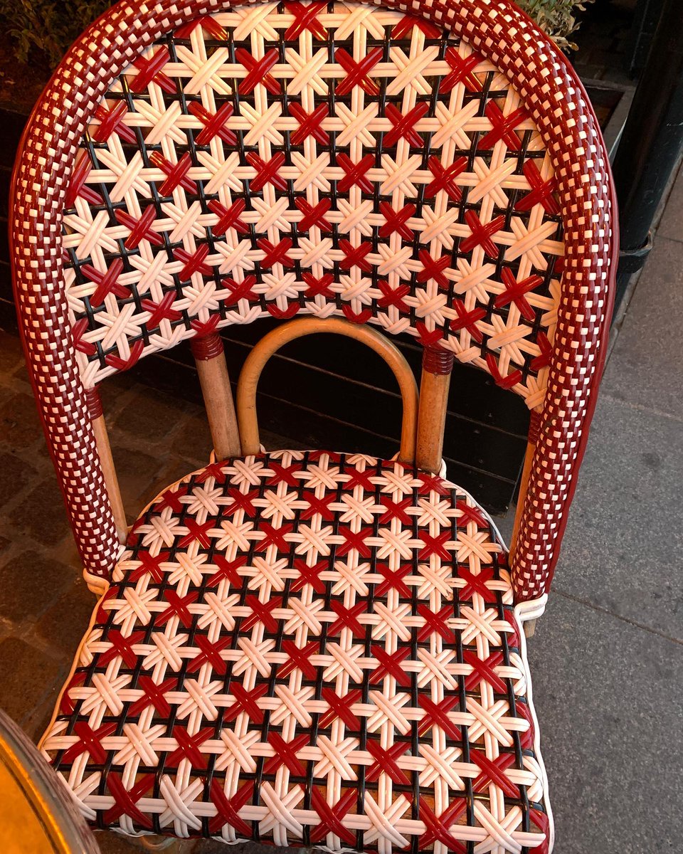 Both Paris and Copenhagen have patterned sidewalk café chairs. This one might be my favorite. #patterndesign #outdoorliving #cafelife #artisteye #teaplease #travelgram