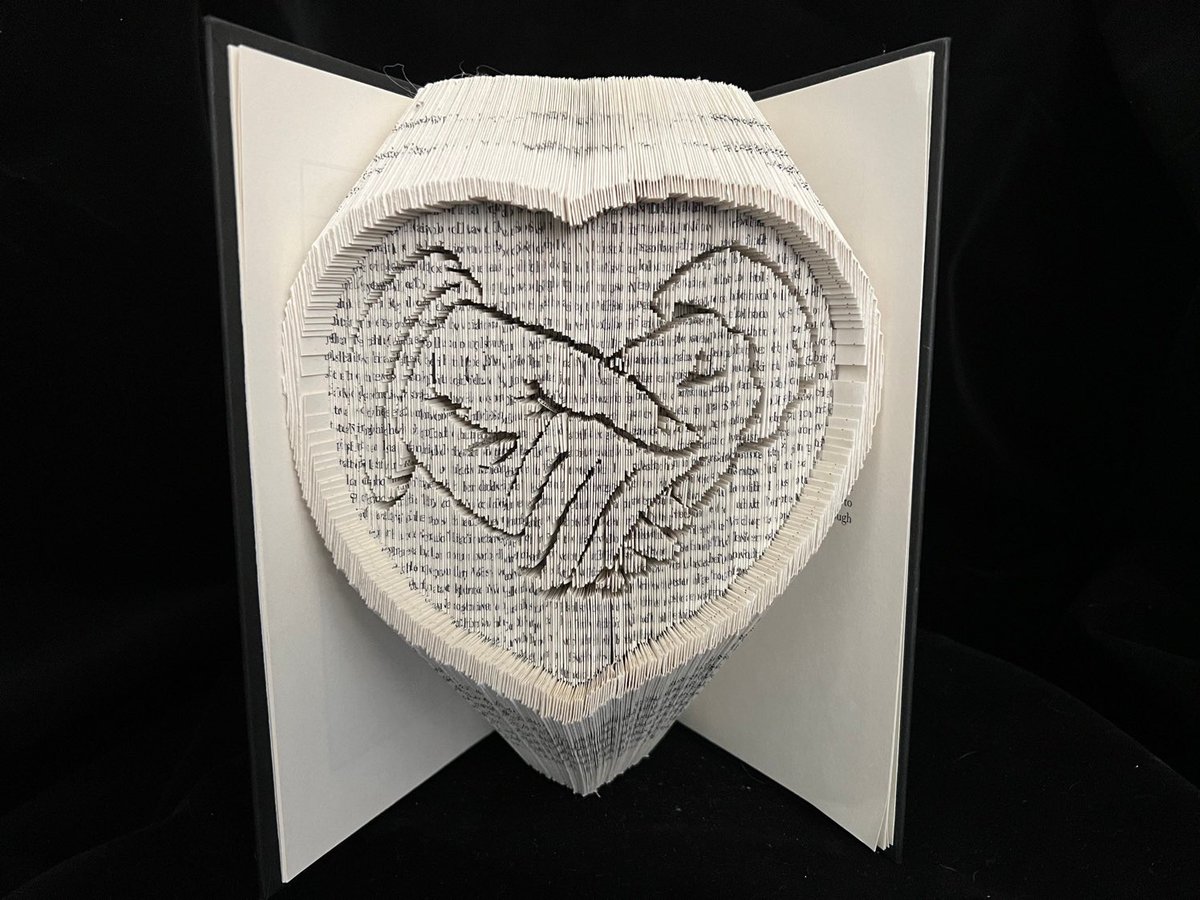 Check out this amazing new addition to my #etsy shop! #HoldingHands a #FoldedBookArtSculpture is so detailed it will blow your mind! #homedecor  #tablecenterpiece #coupleinlovegift #booklovergift #books #art #uniquegifts #anniversarygift etsy.me/3MZ4dA8