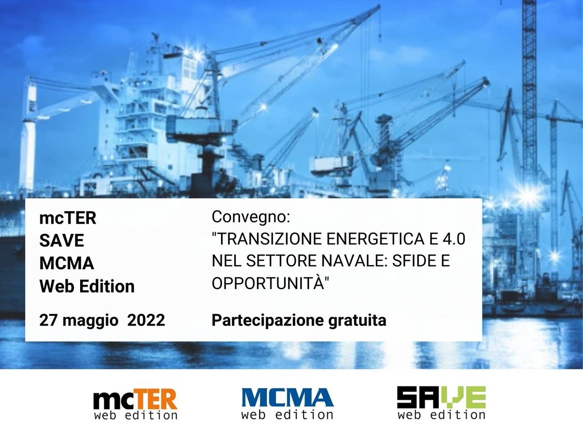 assocostieri's tweet photo. Durante #mcTER, #ASSOCOSTIERI parteciperà al convegno online "Transizione energetica e 4.0 nel settore navale: sfide e opportunità" - 27 maggio 11:00
@EIOMFIERE @CTInorme
Registrati all'evento https://t.co/U4jy8VTd4i
#GNL #Porti #alternativefuel https://t.co/rjLYgZKur1