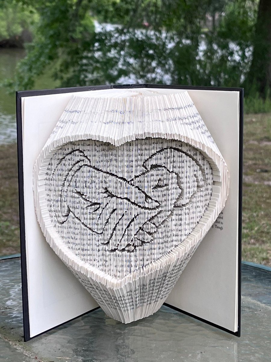 Check out this amazing new addition to my #etsy shop! #HoldingHands a #FoldedBookArtSculpture is so detailed it will blow your mind! #homedecor  #tablecenterpiece #coupleinlovegift #booklovergift #books #art #uniquegifts #anniversarygift etsy.me/3MZ4dA8