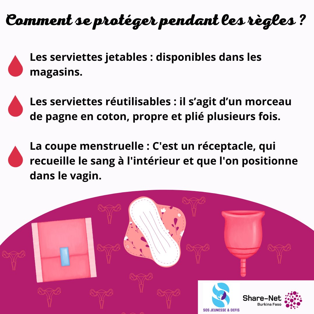 BandeZalissa's tweet photo. Jour 3  #campagnedigitale
Pendant les règles il faut utiliser des serviettes jetables,serviettes réutilisables et la coupe menstruelle.
#sosjd
#sharenetburkina
#MenstrualHygieneDay
#MHDay2022 https://t.co/kvXJdrSaNC https://t.co/ecO71I3lSd