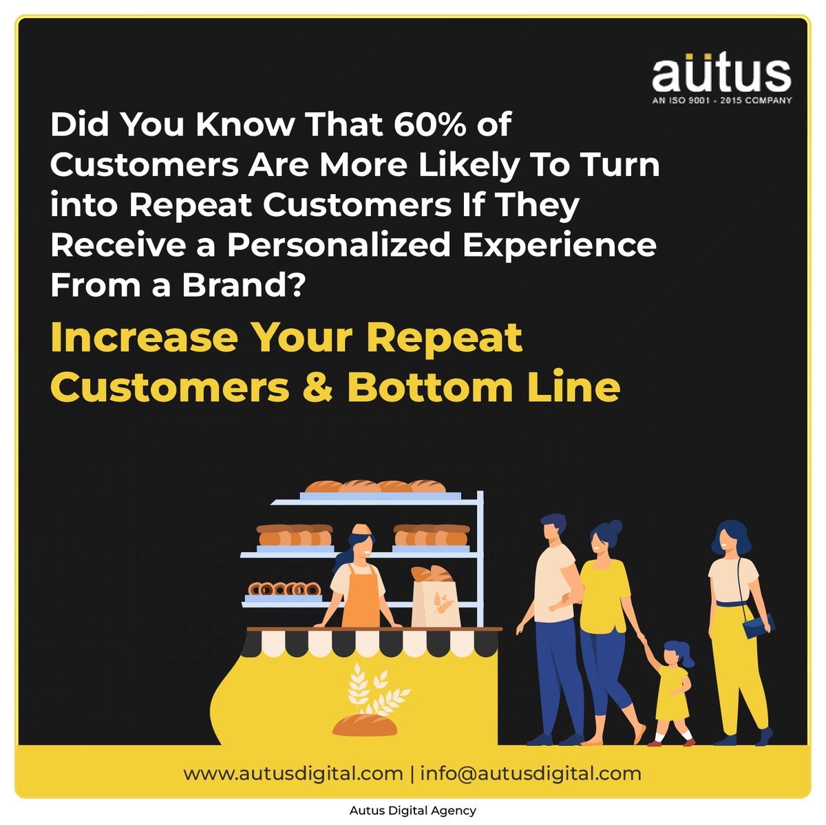 AutusDigital's tweet photo. Increase Your Repeat Customers &amp; Bottom Line Personalizing the in-store experience is not just a fad or thing. It can actually help you turn 60% of your #customers into repeat clients if you provide them with a personalized experience. However, many business 
owners don't know https://t.co/c7iU8ZcWCM