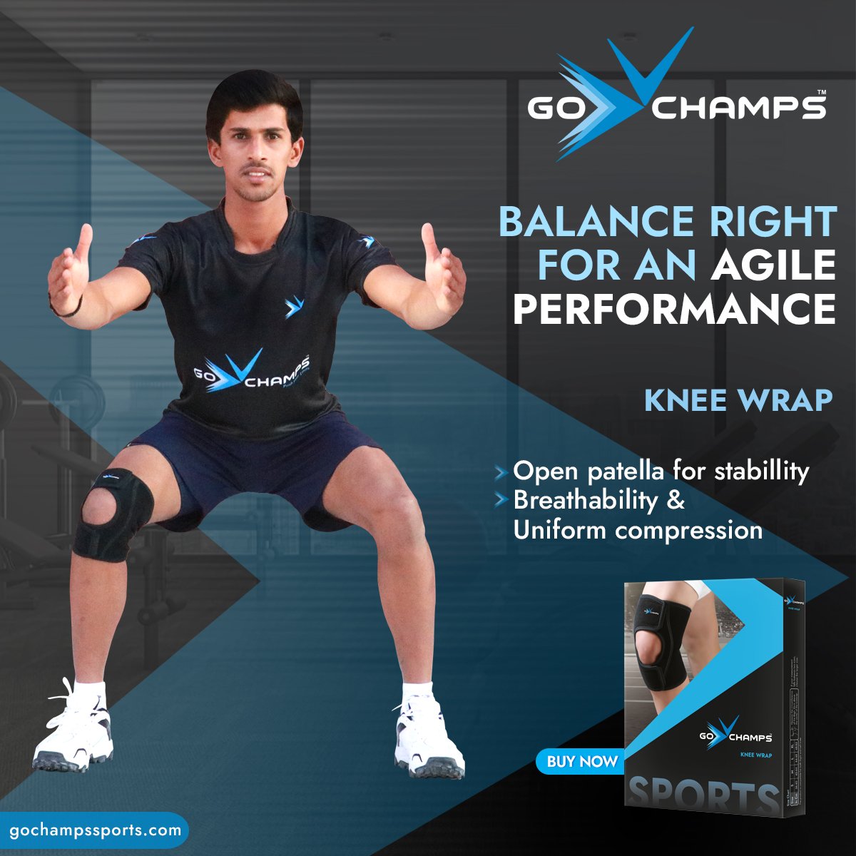 gochampssports's tweet photo. Agility and balance plays an important role in an athlete's performance. Tanush Kotian, a professional athlete recommends GoChamps Knee Wrap to all his fellow athletes 💙
.
.
#Gochamps #pushyourlimits #tanushkotian #kneepain #kneesupport #kneewrap #cricket #cricketer https://t.co/IxosxWe2BR