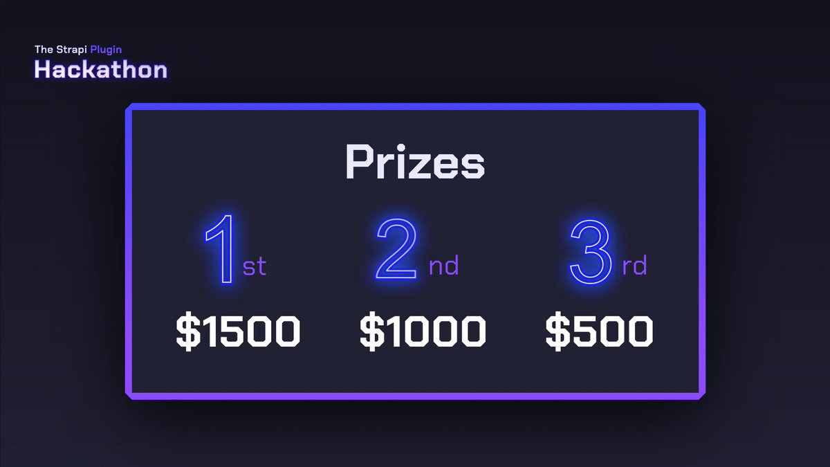 strapijs's tweet photo. #StrapiPluginWeek Prizes ๐
Bonus:
๐น $400 for the funniest & most creative plugin
๐น Every plugin submission will get a $100 gift card for @opencollect donations & $100 for an organization advocating underrepresented individuals in tech
More ๐ย https://t.co/0GugSY8990 https://t.co/g15OXjqbfI