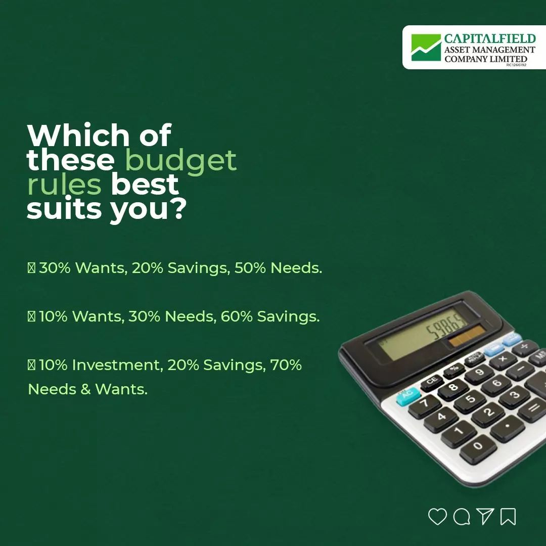 CIGL_connect's tweet photo. Which of these rules works for you?
Do let us know in the comment section.
#budget #budgetrules #rules #savings #wants #needs https://t.co/9gVpkwr6bE