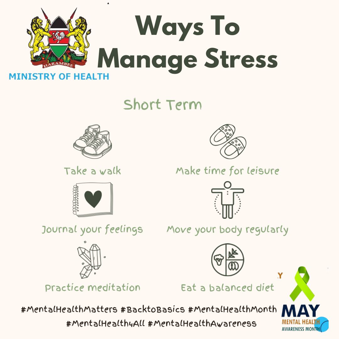 Developing a personalized approach to reducing stress can assist you in managing your mental health and improving your quality of life. @qualityrightske @BasicNeedsKenya @ChiromoHospGrp @citiesRISE @capmhkenya #Back2Basics #MentalHealth4All #MentalHealthMatters