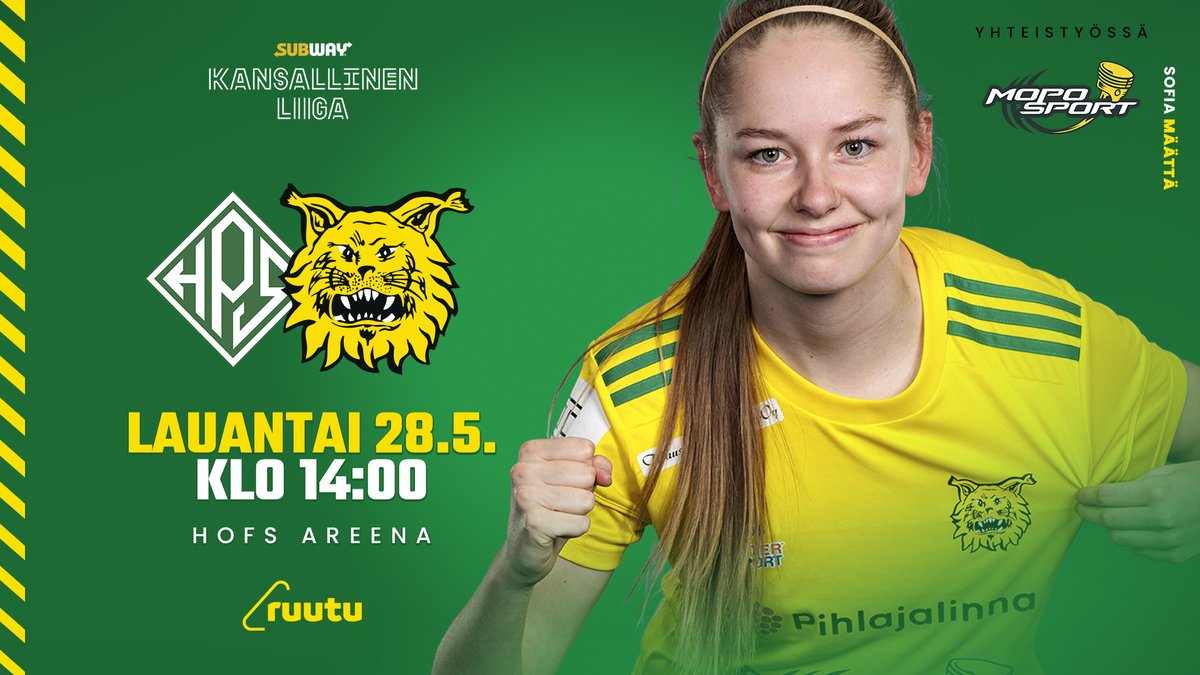 IlvesNaiset's tweet photo. 🟡 PELIPÄIVÄ PALOHEINÄSSÄ TÄNÄÄN! 🟢

⚽️ @HPSnaiset - Ilves
🏆 @KansallinenL 
📍 HofS Areena, Helsinki
⏰ 14:00
📺 https://t.co/5DrdRXCqOn
🎟️ https://t.co/DHXStToR5I

#keltavihreä #ilves #Tampere #KansallinenLiiga #HPSILV https://t.co/Fc7cvN6bMB