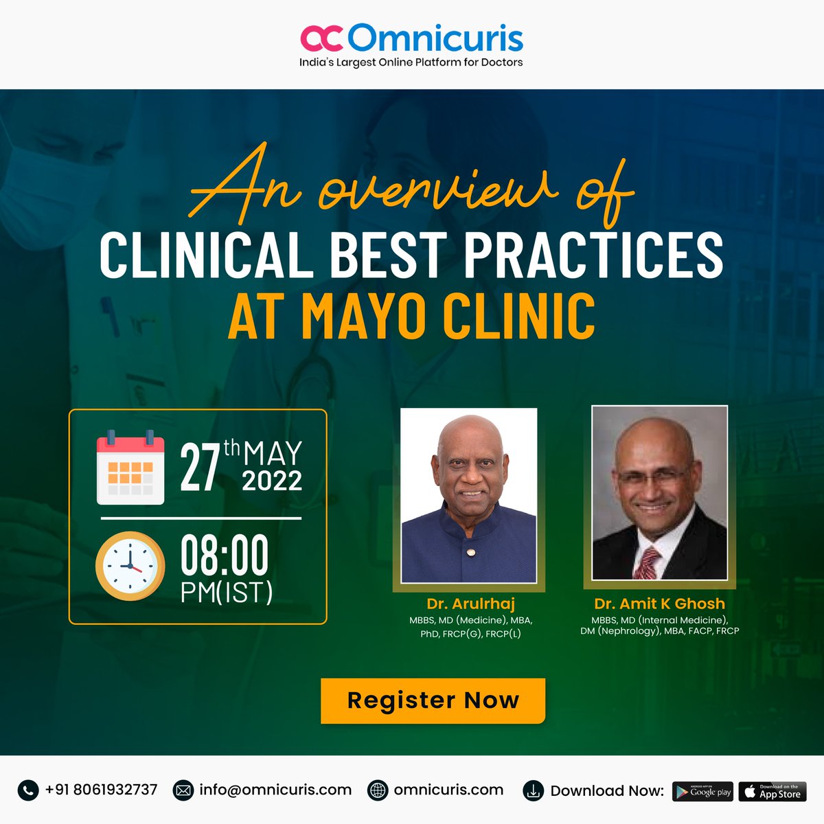 omnicuris's tweet photo. #patientcare #clinic 
Join us for our comprehensive online program, An Overview of Clinical Best Practices at Mayo Clinic.

What makes the Mayo Clinic the best in the world? Let's find out on May 27th at 8:00 PM.
 https://t.co/5dURLqhF9y 

 #health #mayoclinic #doctors #omnicuris https://t.co/VJI0TzmZBW