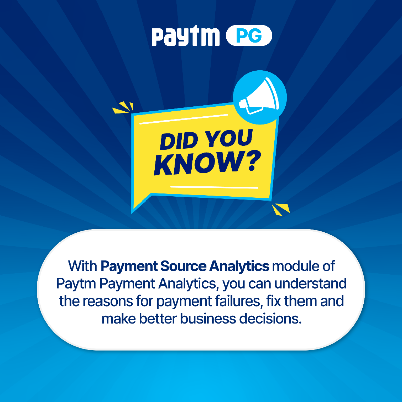 PaytmBusiness's tweet photo. Paytm Payment Analytics demystifies the contribution and success rate of each payment source and helps you comprehend the reasons for payment failure. 💰
And, you get readymade reports at your fingertips!
#PaytmPaymentAnalytics #PaytmPG
