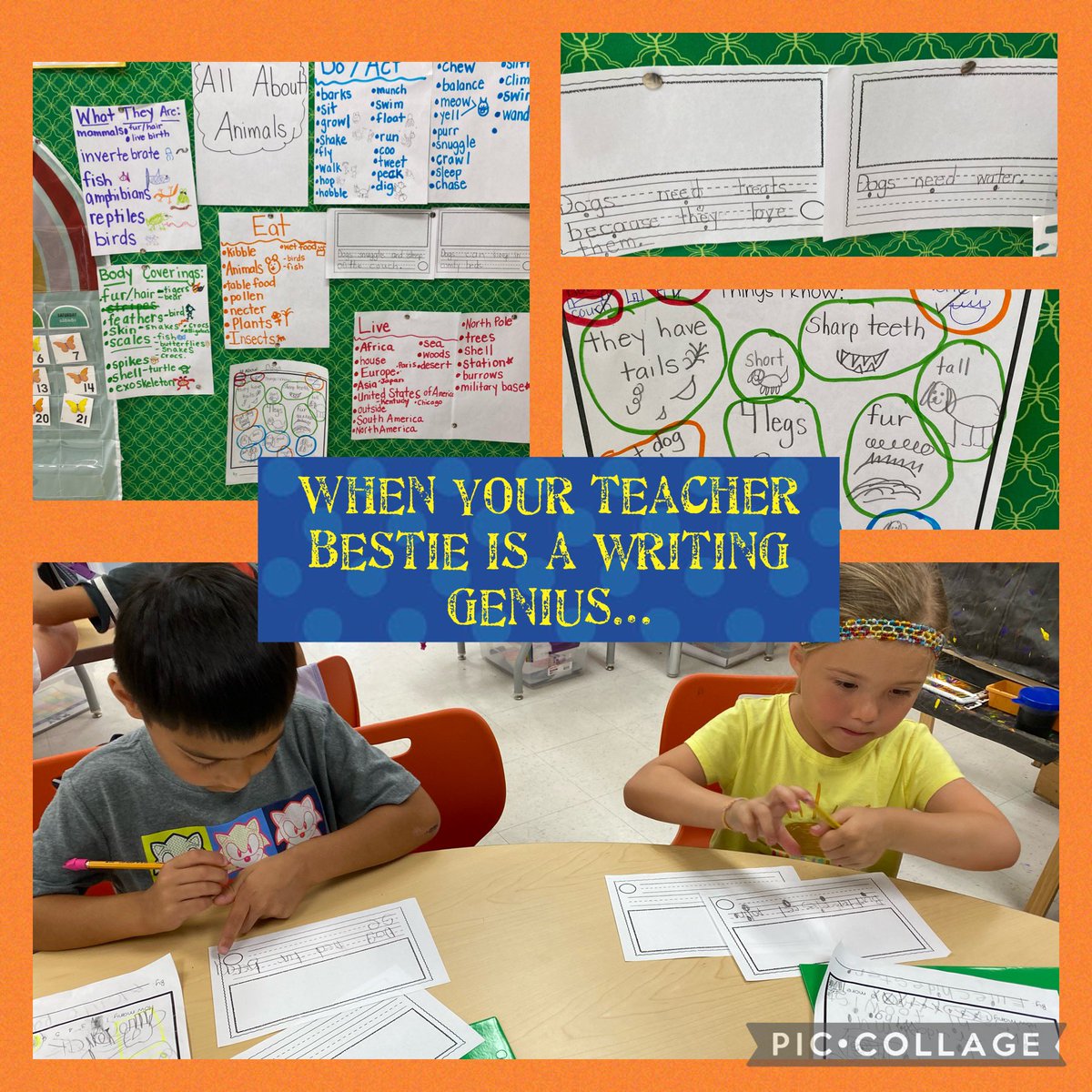 sckteach's tweet photo. When your teacher bestie is a writing genius one must share it with the world! @mandyyates You developed the best writing lessons. Thank you! When a I hear,”Can we write more?” 🥳#Kindergarten #nonfiction #engagement #sharingiscaring #voiceandchoice #letthemwrite https://t.co/vF1ajg4jZv