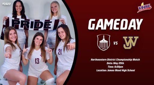 JHHS_GSoccer's tweet photo. Come support us in the District final today as we take on James Wood for the 3rd time this season @6pm! We split the regular season with a win and a loss! Should be a good, competitive match ⚽️ https://t.co/qbPf5rhADL