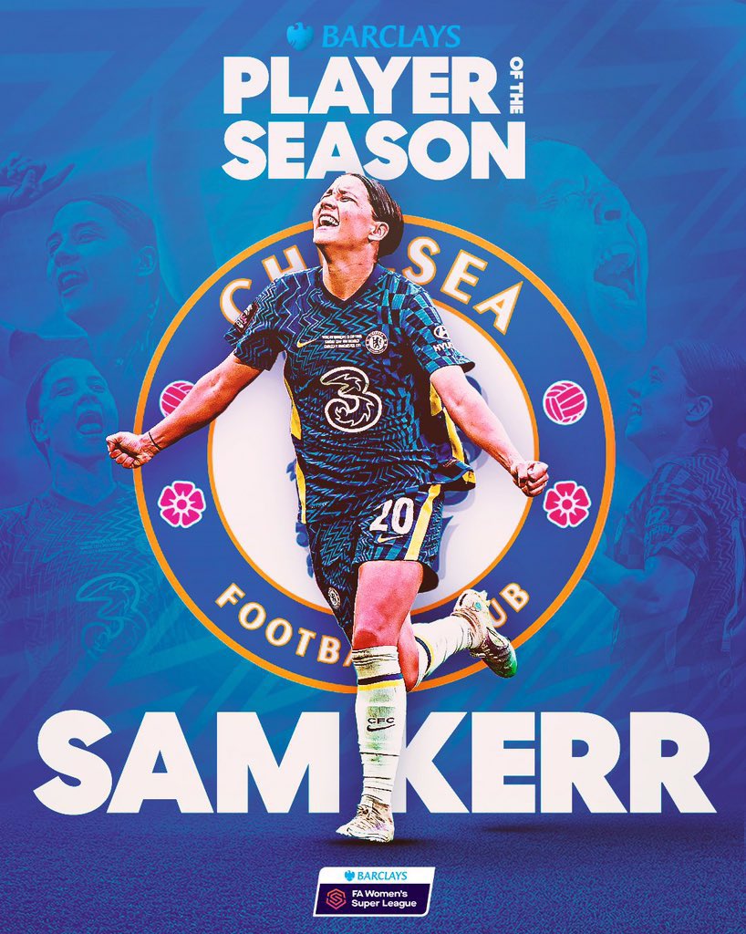 20 games played 
20 goals scored 
Our No. 20 is @BarclaysFAWSL player of the season. What a player, joy to watch 👏
Congratulations! @samkerr1 💙