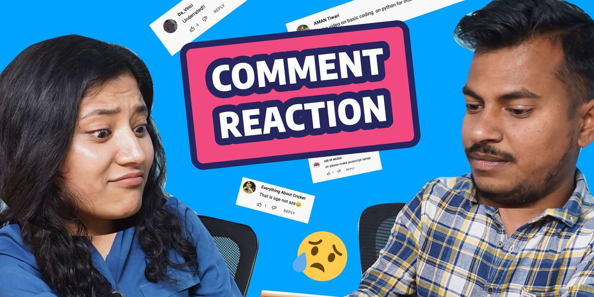 programiz's tweet photo. “That is age, not aze”: How do you pronounce age? 
🤔🎬 How: https://t.co/GZGlLC73lY 

Watch this reaction video on some of your Youtube comments. Make sure you watch till the end as Punit has a surprise announcement for you. 🤐

#programiz #qnavideo #commentreaction #QNA https://t.co/QXYTBTV5xr