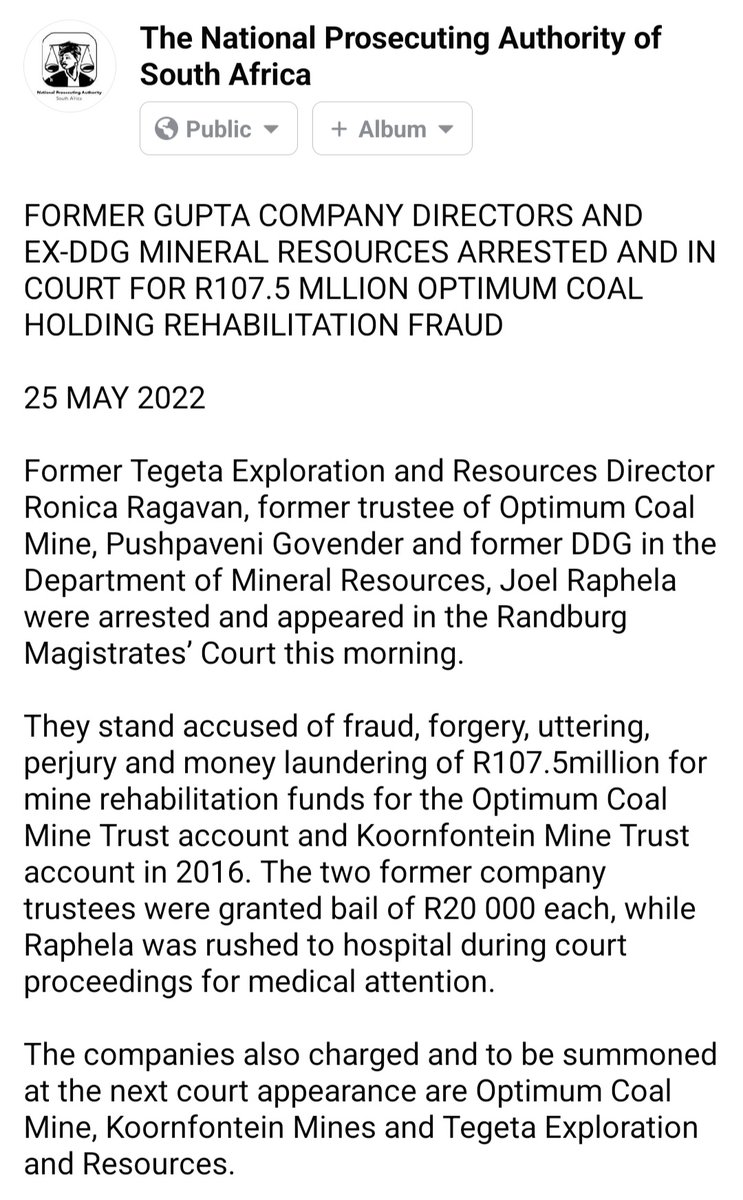 NPA_Prosecutes's tweet photo. More details on holding to account those accused of being responsible for, or facilitating, state capture. Claiming back stolen funds in the process...
#DealingWithStateCapture
#ImpunityNoLongerAGiven https://t.co/64SkhboRjH