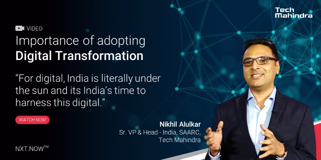 tech_mahindra's tweet photo. “World is changing at a rapid speed and so is technology”, our Sr. Vice President and Head, India & SAARC, Nikhil Alulkar shared his views on it at the #SAP Transformation Express.
Know more: https://t.co/S1uPpgGRgb
#NxtNow #TechMInAPJI https://t.co/j5DRKWYraN