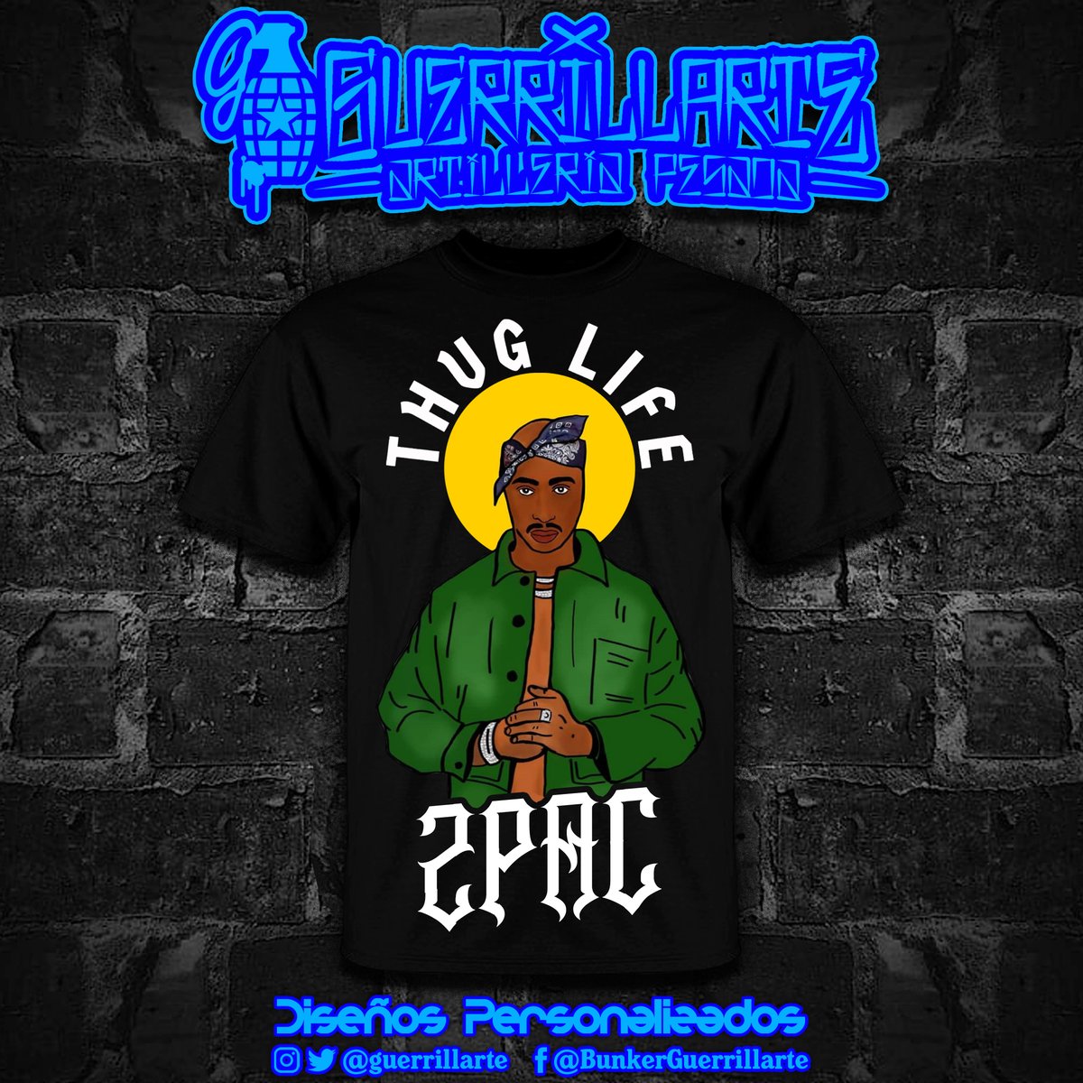 guerrillarte's tweet photo. THUG LIFE / Diseños Personalizados Guerrillarte.
Disponible en nuestra Tienda Virtual, Redes Sociales y vías de contacto
#guerrillarte #bunkerguerrillarte #franelas #franelasguerrillarte #thuglife #2pac #hiphop #rap #gangsta #ilustracion #serigrafia #artilleriapesada #garte2022 https://t.co/VmYwSA13lW