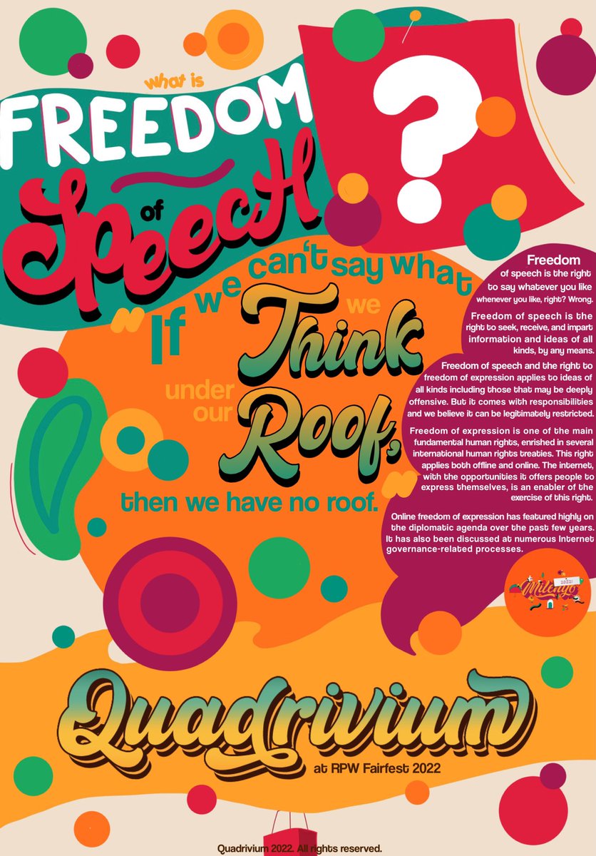 ㅤ

            四价  QRV PRESENTS . . . ❅
            "What is Freedom of Speech?"

ㅤㅤ     #QUADRIVIUM☄️
            #BosesNgMilenya
            #RPWFairfest2022

ㅤㅤㅤㅤㅤ