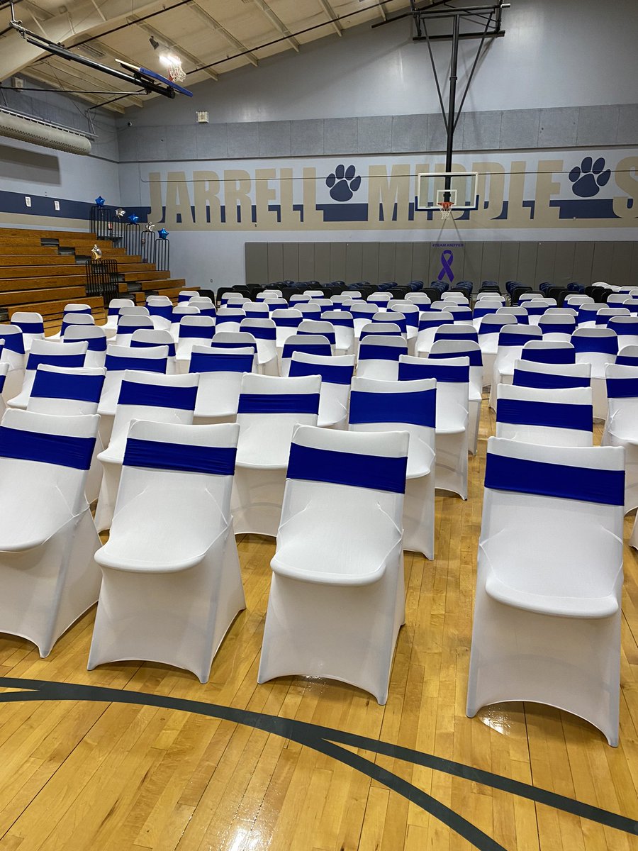 JMS is ready to celebrate our 8th graders promotion to high school and at 8:30 AM!  7th graders will be recognized at 10:30 for all their achievements and 6th graders at 11:30!  Super excited! <a href="/Jarrell_ISD/">Jarrell ISD</a>