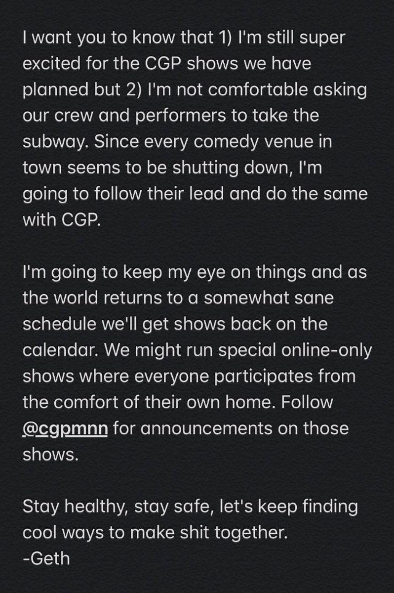 UncleBryson's tweet photo. 3/10/2020: @ChrisGethard announces that production of #CGPMNN is halted due to the developing pandemic https://t.co/sxBhyJUCpo