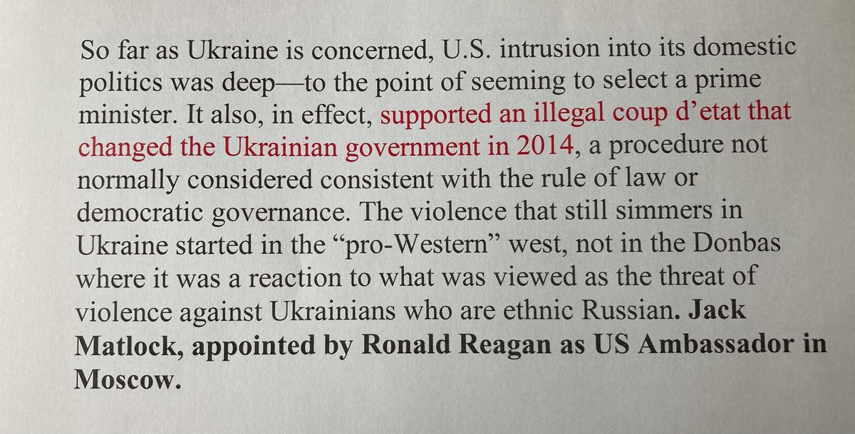 ClarkeMicah's tweet photo. A former US Ambassador in Moscow describes the Maidan events in Kiev in 2014 as an illegal coup and states that the USA supported this putsch . https://t.co/gf1SlcTKKL