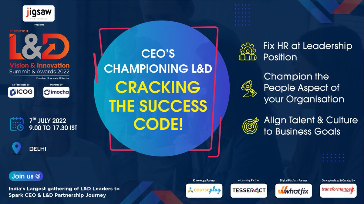 trfforums's tweet image. Learn from the experts on ways to champion your organisation&apos;s L&amp;amp;D aspects. 

From CEOs to HR Leaders, #TransformanceForums 5th Edition L&amp;amp;D Vision &amp;amp; Innovation Summit &amp;amp; Awards 2022 is a game changing summit for Indian leaders.

For Registrations, visit: lnkd.in/d7b4iTWj