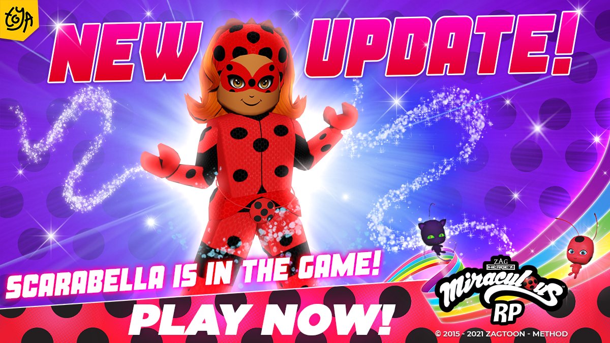 Toya Play on X: ✨ Miraculous WEEKLY UPDATE ✨ 🐞 Scarabella is now in game,  on the Quest Stand! 🐞 Cat Blanc is now in game! 🐞 Zag Stand changes every  Sunday!