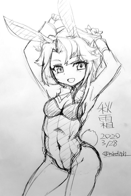 前わんどろで描いた秋霜と水無月。 