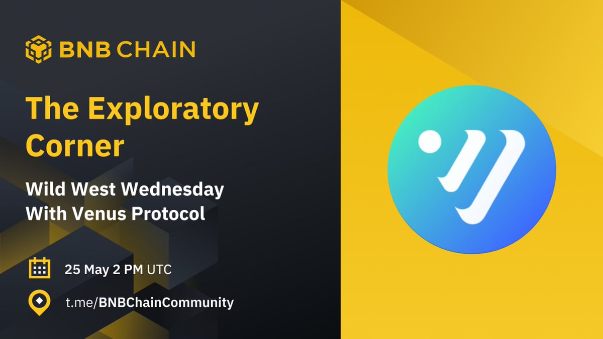 BNBCHAIN's tweet photo. Join us for Crypto Wild West Wednesday with @VenusProtocol😊
 
📅May 25
⏰2:00 PM UTC
📍https://t.co/LPSEX2USXj

 Ask interesting questions and gain rewards 🔥

#BNBChain https://t.co/DulYe8EfZi