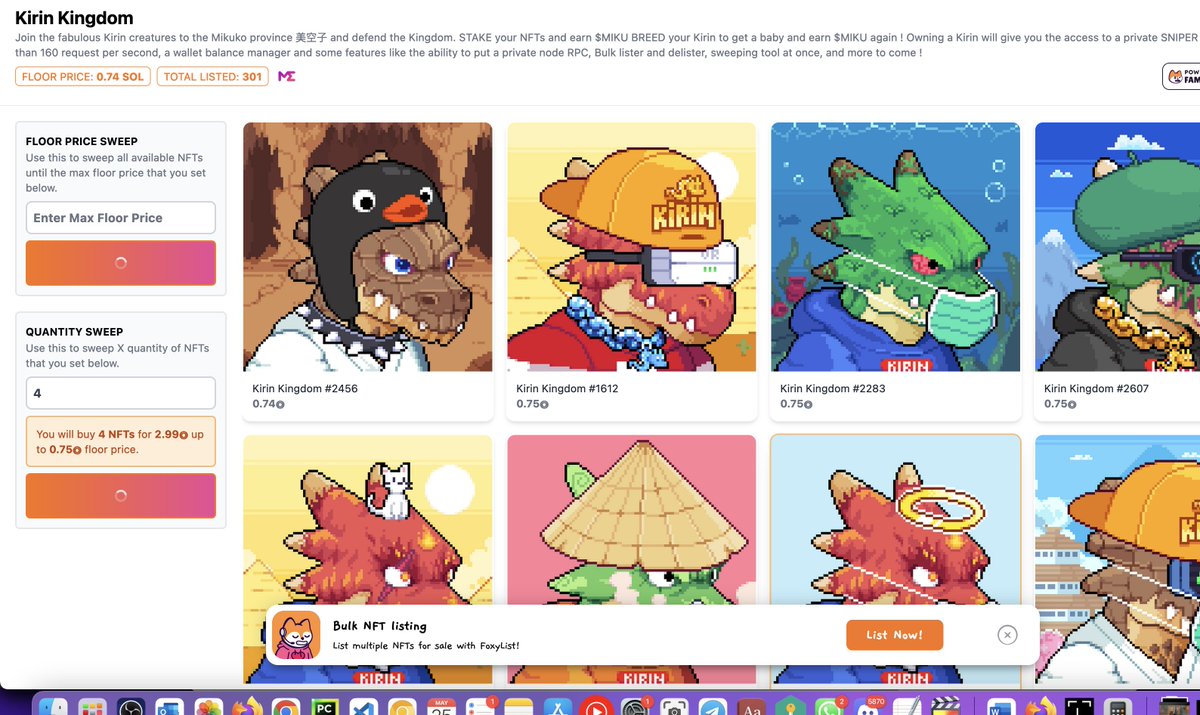 genpicapital's tweet photo. Keep your ears perked, we have some exciting news! We just added 4 more @Kirin_Kingdom to our portfolio using the @FamousFoxFed  F🟠xy Sweep tool and cost us only 120 $FOXY or 0.012 $SOL. This is an incredibly inexpensive price for something that generates such ease of use. https://t.co/Qv226Ak4PW