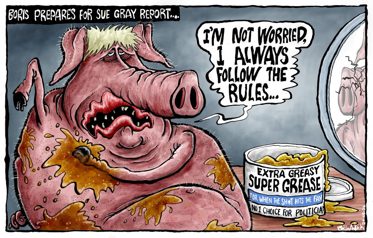 My @independent cartoon. Will the greased pig squirm his way out of this?... he will certainly try. #BorisJohnson #Partygate #MetPoliceUK #PartygateFines #SueGrayReport #BorisJohnsonOut #WABDOD #LadyShed