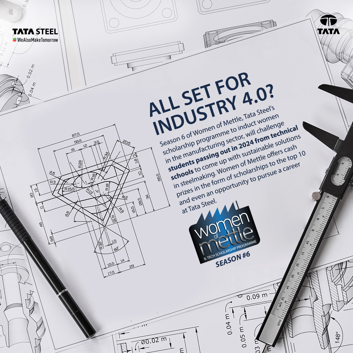 TataSteelLtd's tweet photo. Our annual scholarship programme #WomenOfMettle is back! Season 6 will test the readiness of bright young minds for Industry 4.0. Scholarship of Rs 2 lakh, mentorship &amp; a career opportunity, this intellectual marathon has it all.
Register here: https://t.co/Du0NiXThfe
#TataSteel https://t.co/n66gH9PwyQ