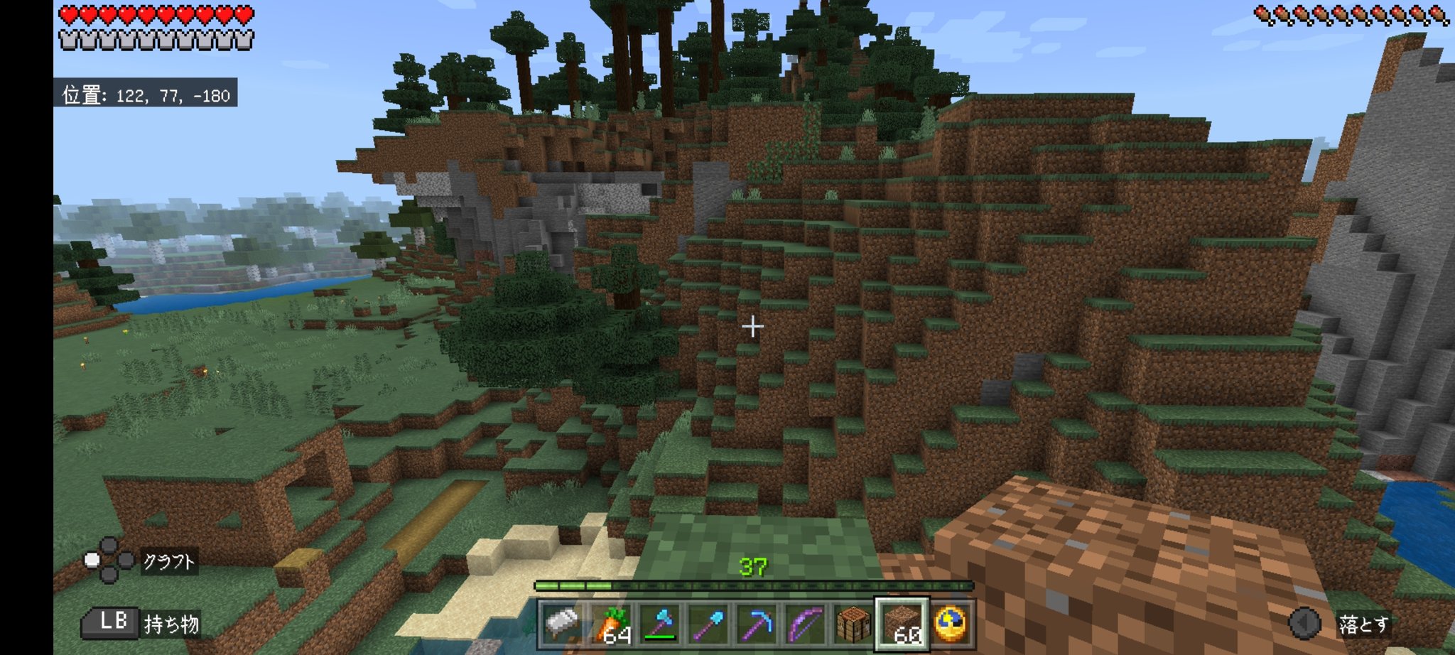 榊 さかき マインクラフト Minecraft マイクラ 整地 拠点直ぐ近くにバイオームの境目があって 中央奥の方は Tntで爆破して遊んでた クリエイティブでもない限り Tnt整地は大変だなぁ ということで 上の森を刈り取って 鬼整地を計画中