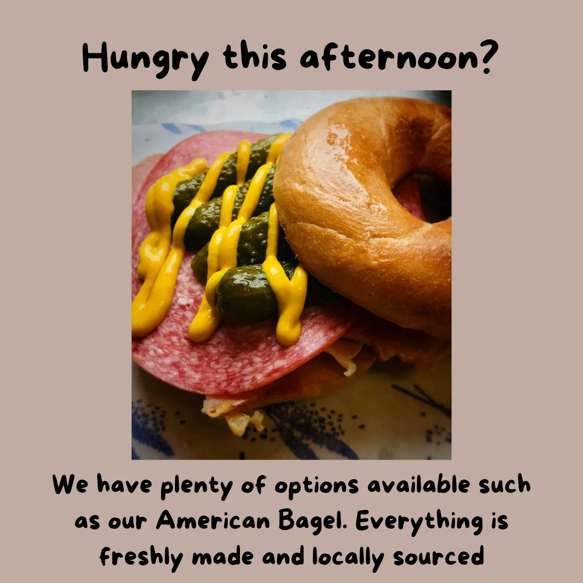 All the food we serve at Mocha is locally sourced and made fresh to order. Treat yourself this afternoon to something delicious. 🤤 
#freshtoorder #localproduce #locallysourced #americanbagel #mocharichmond #afternoonsnack #bagel #salami #mustard