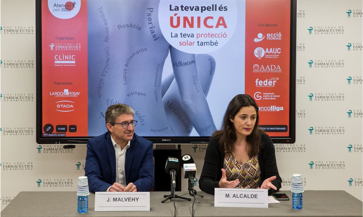 farmaceuticsbcn's tweet photo. 🆕En marxa la campanya #AtencióPell2022.
Farmacèutics i farmacèutiques de la província de Barcelona fomentaran una adequada protecció solar en pacients amb patologies dermatològiques que els fan més vulnerables al sol🌞.
 ℹ️ https://t.co/GHbGVW4i0Z https://t.co/zE4VSfLg3e