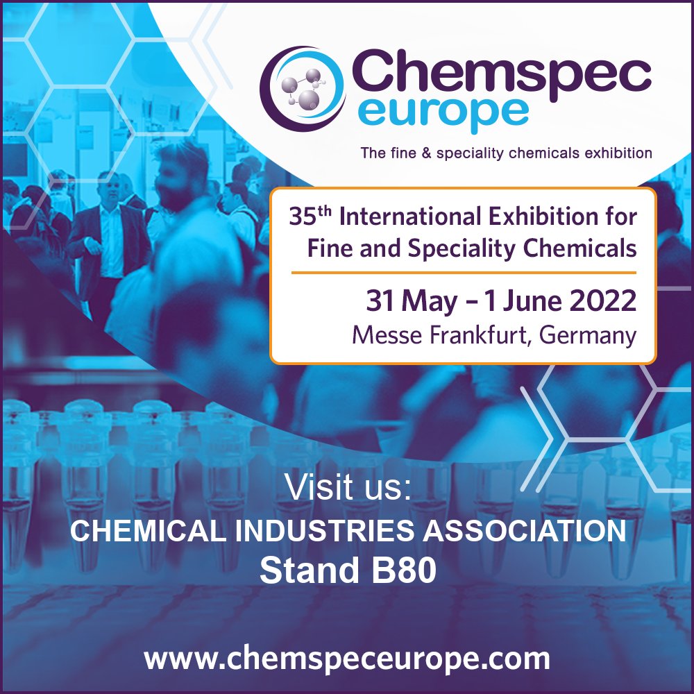 Tom Porter and Vera Ivkovic will be at #ChemspecEurope2022 as part of the Chemical Industries Association stand B80. Drop us a message if you'd like to arrange a meeting #custommanufacturing #custommanufacture #customandtoll #tollmanufacture