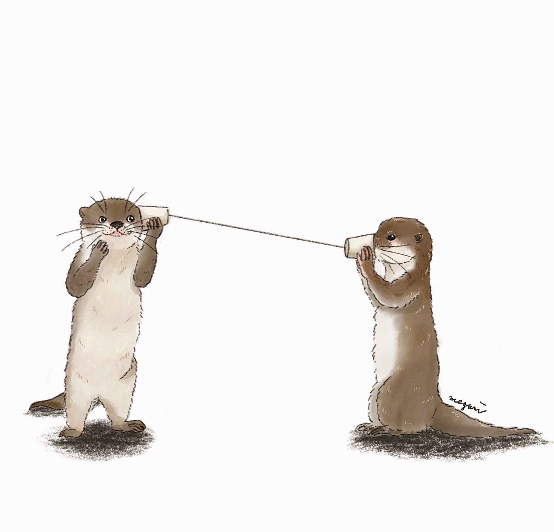 石川 恵 いしかわめぐみ 今日は世界カワウソの日なんだって 動物イラスト 絵本 挿絵 可愛いイラスト イラストレーター カットイラスト デザイナーさんと繋がりたい アートワーク デザイン シンプルイラスト イラスト好きな人と繋がりたい