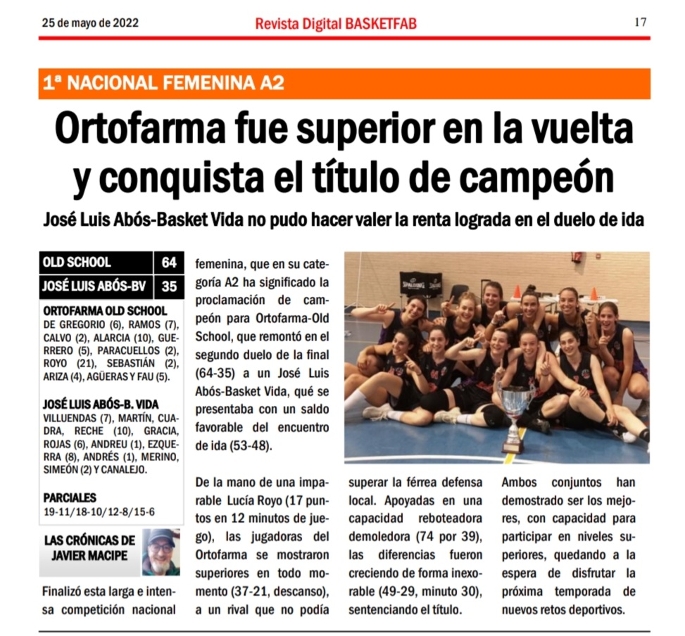 oldSchoolBasket's tweet photo. 🔥 🏆Presencia de nuestro 1ª Nacional Femenino A2: ORTOFARMA OSB campeón de liga en la revista FABASKET (@FabasketAragon).
Gracias a la Federación Aragonesa de Baloncesto por su esfuerzo semanal en dar visibilidad al BALONCESTO FEMENINO🏀. 
#FAB #FABASKET #letsgoldschool https://t.co/5V8MykdGnj