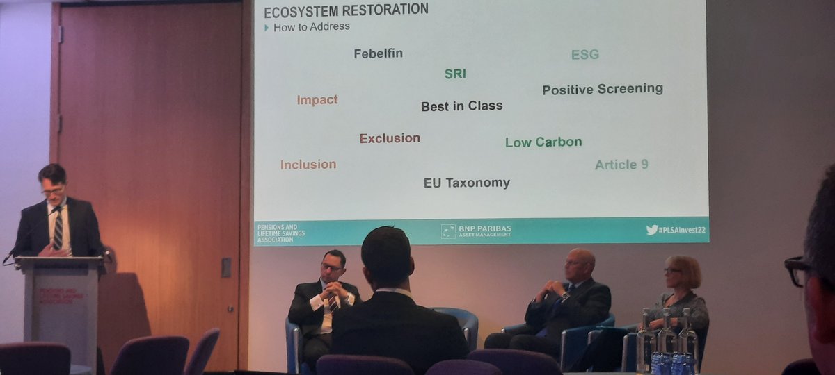 You missed out if you weren't there. Great session from <a href="/BNPPAM_COM/">BNP Paribas AM</a> Phil Dawes, Edward Lees, Raul Leote de Carvalho. ESG factors are really important but can throw up false positives. It is as important to look at how companies are doing it as well as what @theplsa #plsainvest22