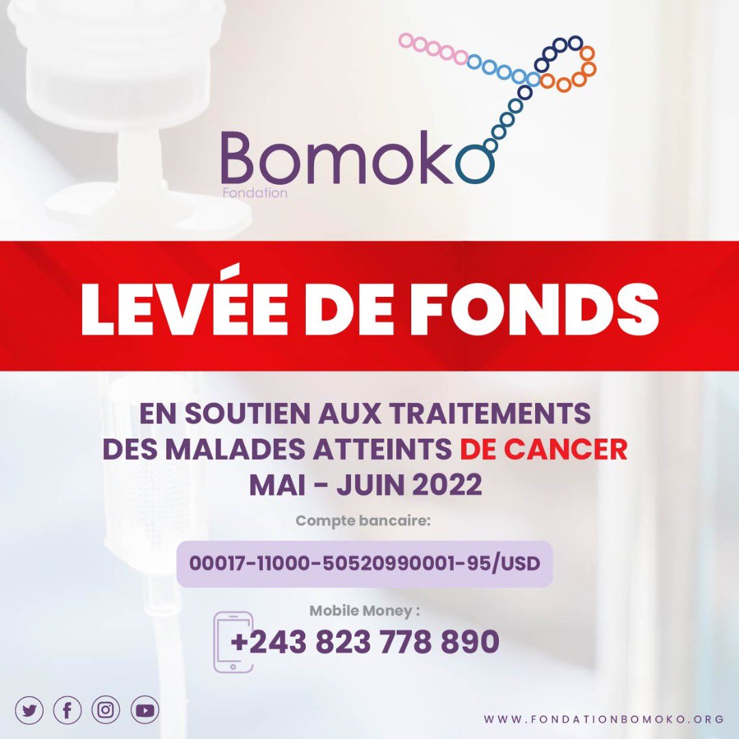 FondationBomoko's tweet photo. 🛑La #FondationBomoko a besoin de vous pour sauver la vie des personnes atteintes de #cancer 🛑
Votre contribution est vivement attendue pour nous permettre d’aider ces malades qui se retrouvent aujourd’hui en détresse. Tous les cas ont été évalués par les médecins #Thread #RDC https://t.co/3tRCz7qDuJ