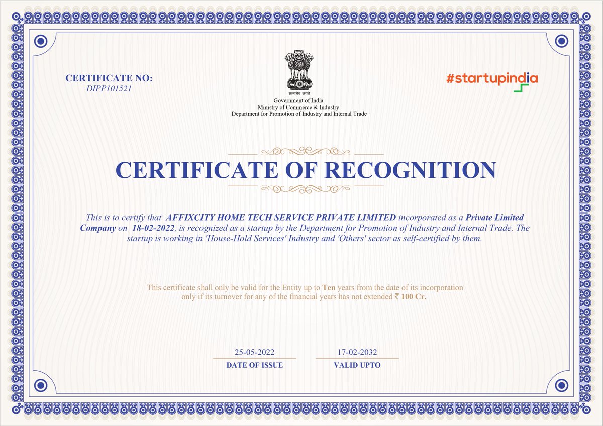 AffixCity's tweet photo. We are happy to announce we got Recognition from #startupindia under the government of India.

Still More to go..🏃‍♂️ https://t.co/napFELoMjG