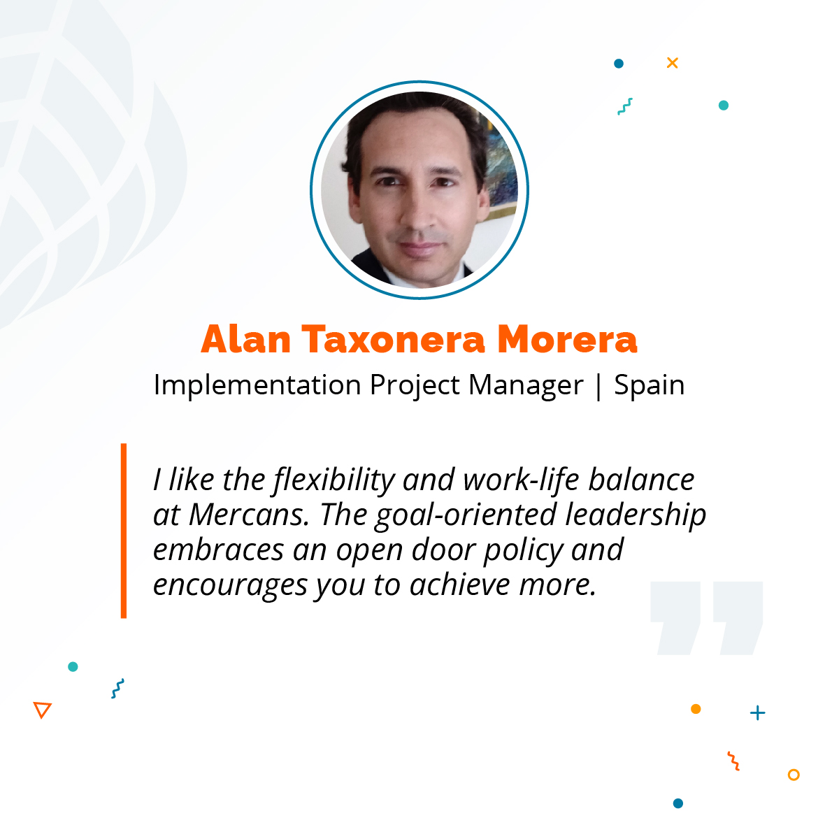 MercansGlobal's tweet photo. We’re happy to share with you what our employees feel because they are indeed our brand ambassadors. Meet Alan Taxonera Morera, Mercans’ Implementation Project Manager based at our Barcelona office.

#employeeexperience #hr #globalpayroll #hrtech https://t.co/d0wjqhsl1h