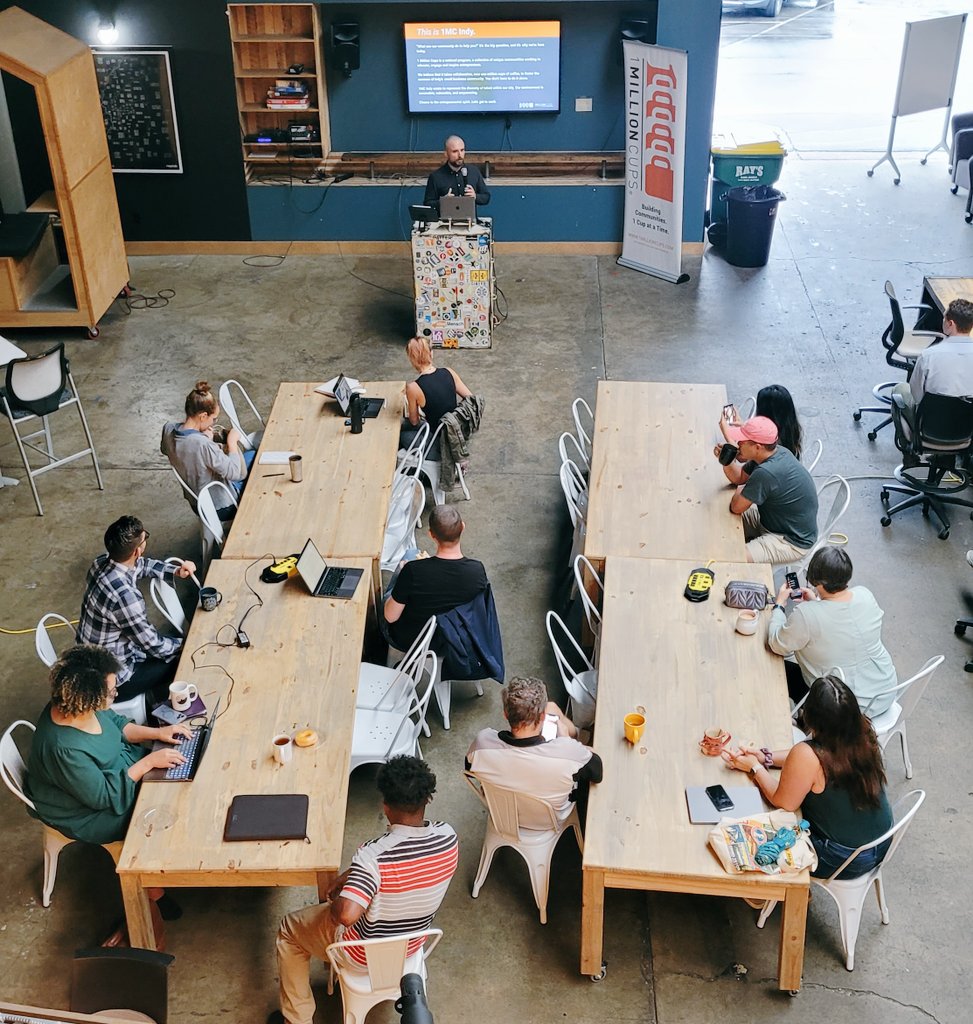1MillionCupsIND's tweet photo. Good morning! We're getting started with #1MCIndy at @SpeakEasyIndy! https://t.co/yCvt7y1zUK