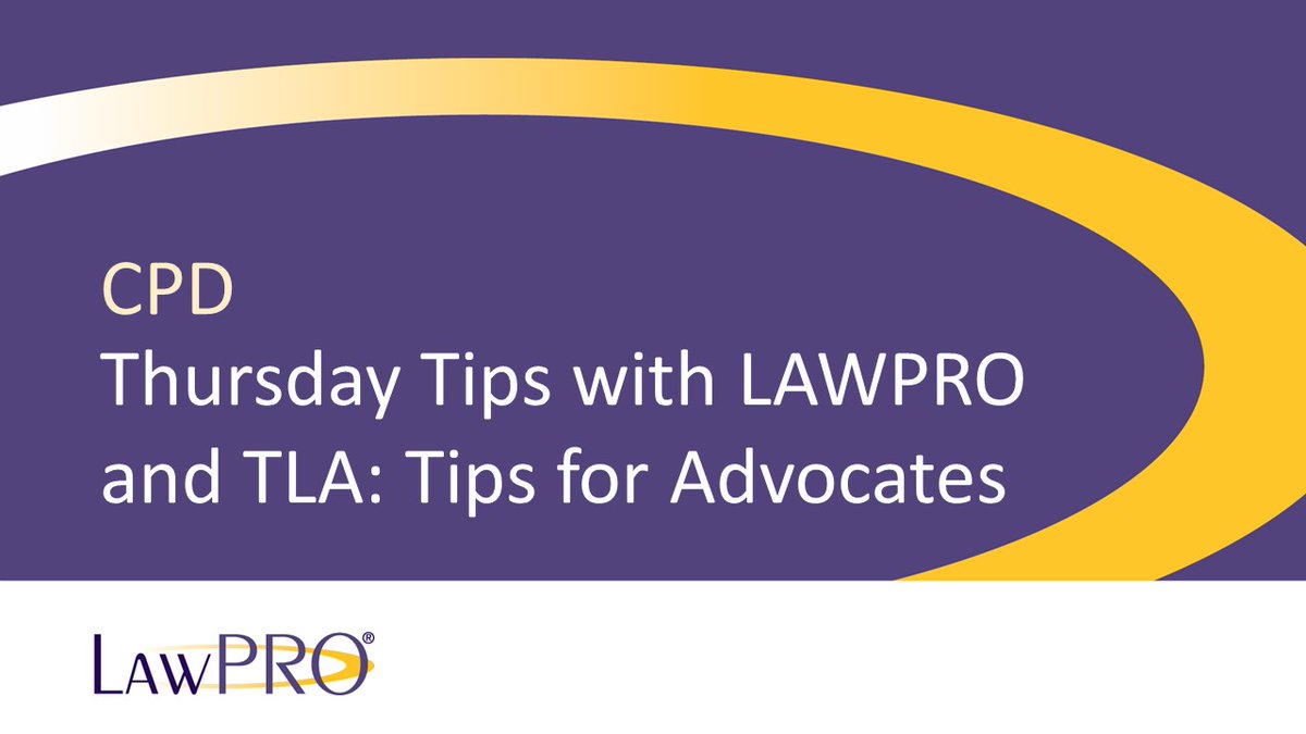 In case you missed it, the LAWPRO and <a href="/TLAvoice/">Toronto Lawyers Association</a> Tips for Advocates CPD is now available as a free online replay. #CPD #Ontario #lawyers #riskmanagement #lawpractice #lawfirms practicepro.ca/2022/03/tips-f…