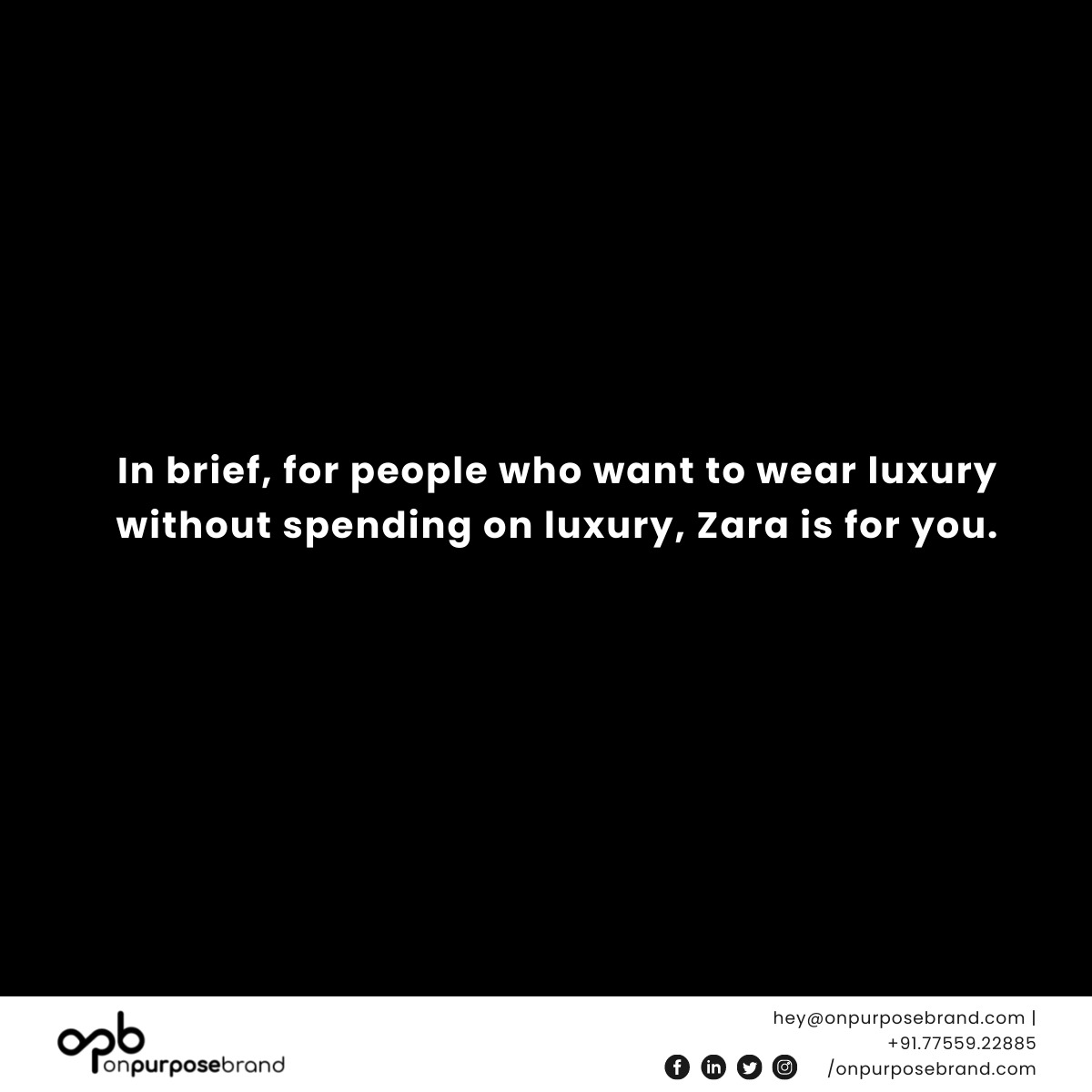 OnPurpose_IN's tweet photo. Everyone has heard of the famous #clothingbrand #Zara. Many of you would even be fans of the brand!

But how did they reach such lofty heights? 

Well, they focused on #CustomerService &amp; made sure high-end #fashion is available at reasonable prices for everyone!

#OnPurposeBrand https://t.co/KCqayVLEvE
