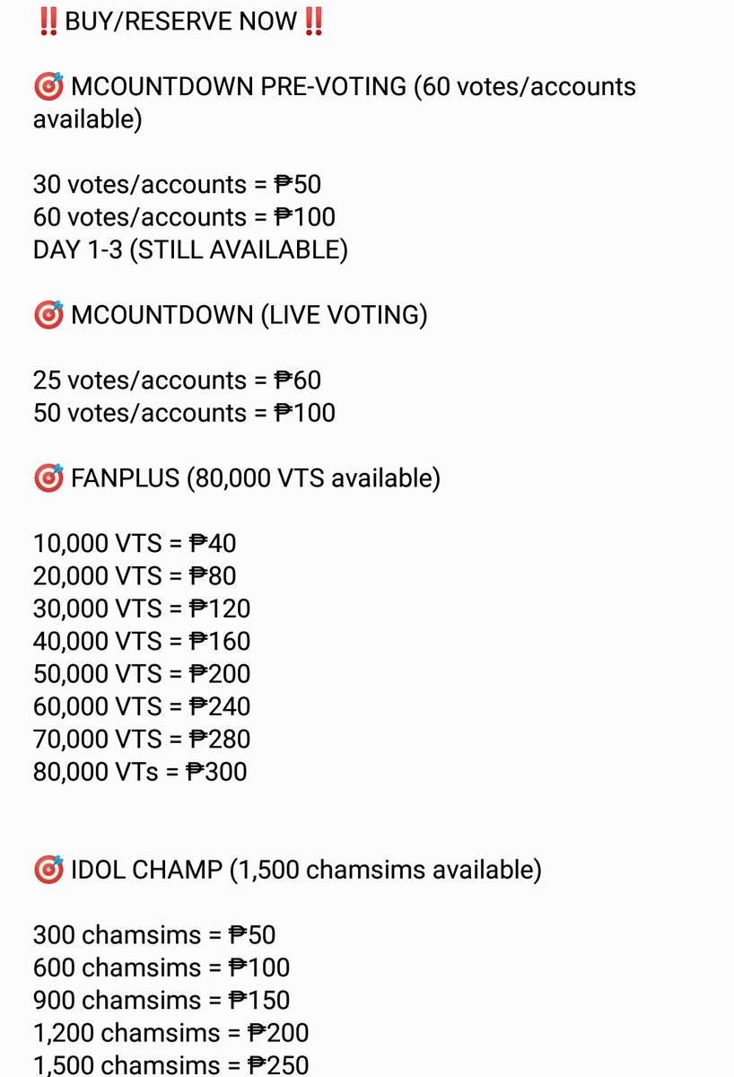 KpopKvoteph's tweet photo. BUY/RESERVE NOW

> For Mcountdown voting, please do mention what day you would like to buy as well https://t.co/F3iacTTxgu