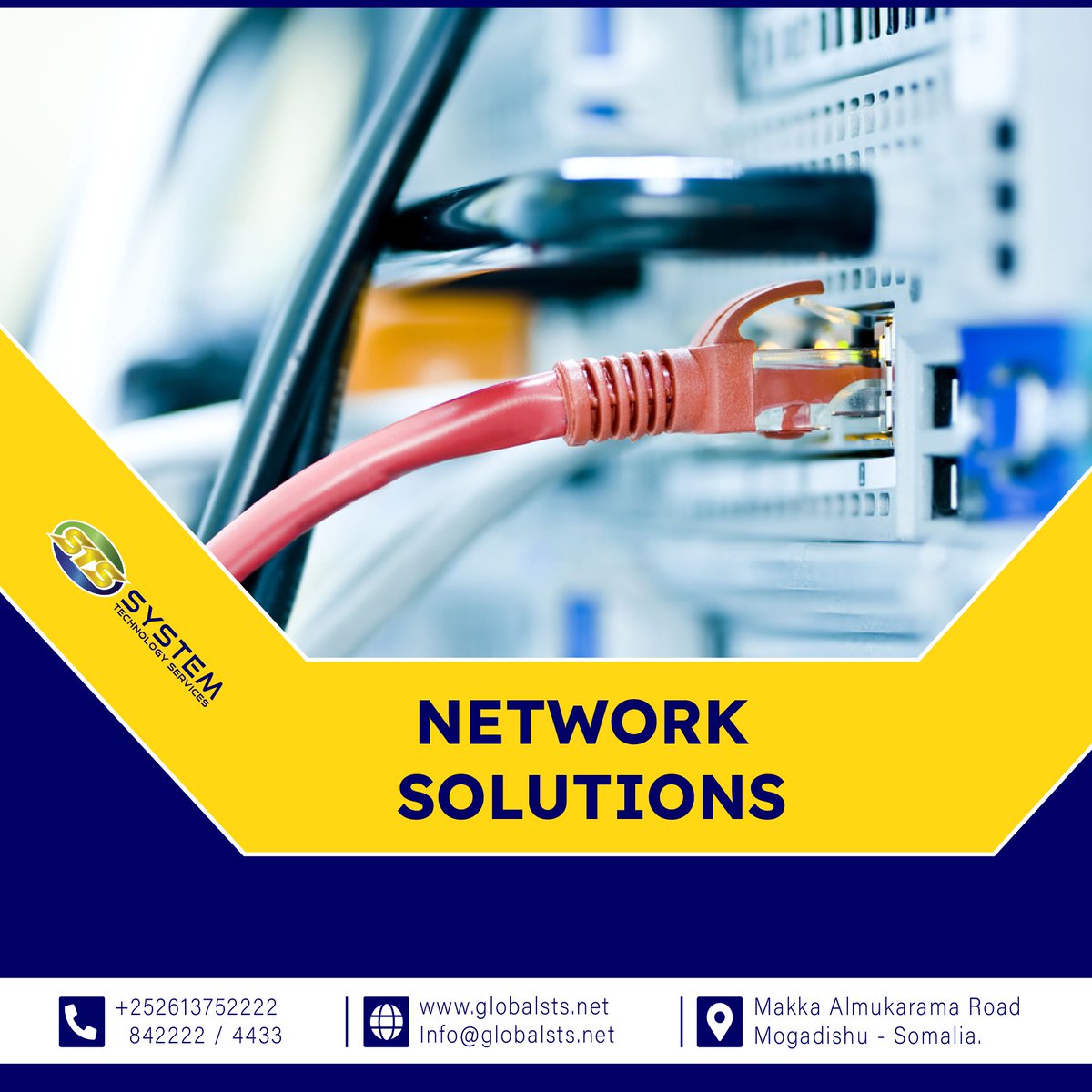 globalstsone's tweet image. #Network_Solution 
Shirkadda STS waxay idinla diyaar tahay in ay idinka xaliso dhamaan howlaha la xiriira Network-ga sida dhigista cable-ada 

Nagala soo xiriir : 4433 /613752222 /842222